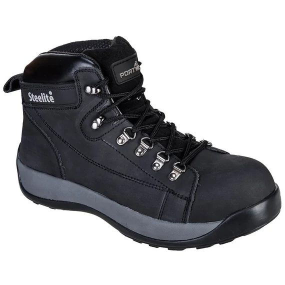 PORTWEST STEELITE MID CUT NUBUCK FW31 munkavédelmi bakancs | Fekete | SB SRA HRO PW-FW31BKR-43